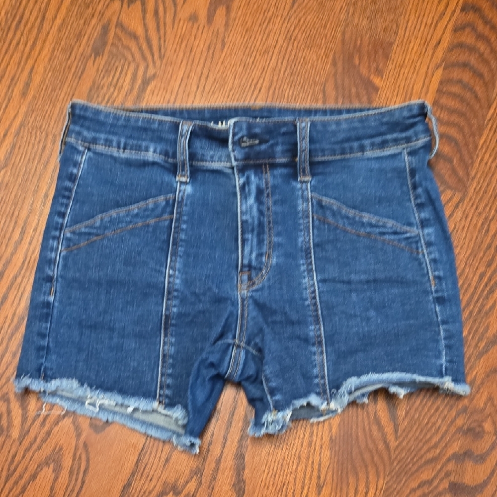American Eagle Outfitters Blue Jean Shorts with Frayed Hem